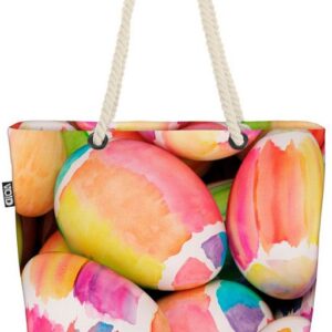 VOID Strandtasche (1-tlg), Bunte Ostereier Ostern Ostereier Eier Ostern Osterhase Osterei Ostern