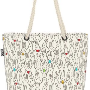 VOID Strandtasche (1-tlg), Hasen Herzen Ostern Ostern Hasen kustig Zeichnung Kinder süß Sommer F