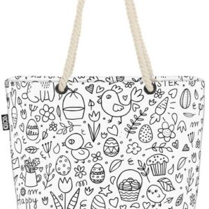 VOID Strandtasche (1-tlg), Ostern Küken Hase Eier Ostern Kinder Zeichnung Eier Osterhase Geschen