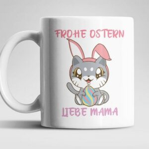WS-Trend Tasse Frohe Ostern Kätzchen Oma Mama Kaffeetasse Teetasse, Keramik, Geschenkidee