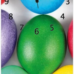 Wallario Wanduhr Bunte Oster-Eier in Nahaufnahme mit kräftigen Farben (Uhr aus Acryl)