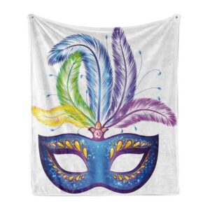 Wohndecke Gemütlicher Plüsch für den Innen- und Außenbereich, Abakuhaus, Karneval Blau Venetian Mask