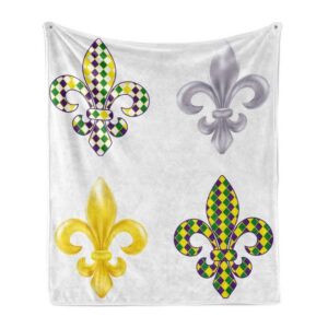 Wohndecke Gemütlicher Plüsch für den Innen- und Außenbereich, Abakuhaus, Karneval Fleur De Lis Motifs