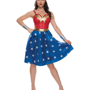 Wonder Woman Kostüm-Kleid 4-tlg. für Fasching & Karneval XL