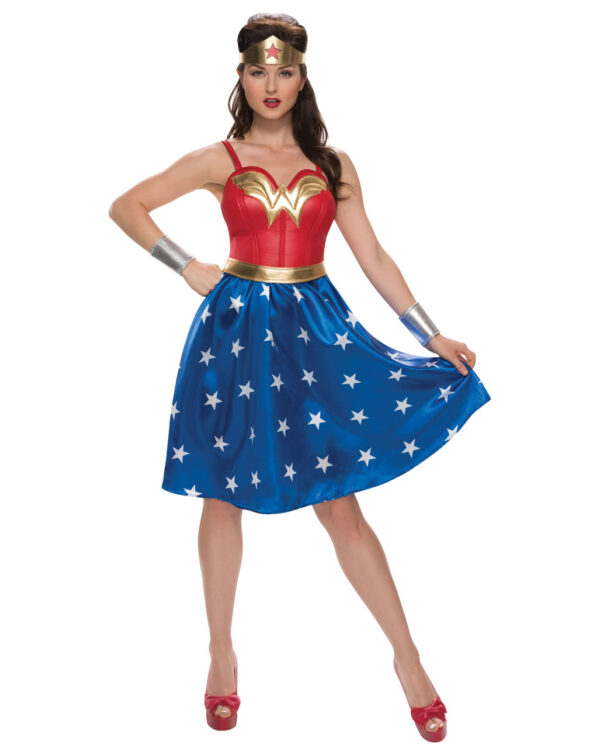 Wonder Woman Kostüm-Kleid 4-tlg. für Fasching & Karneval XL