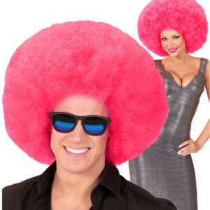 XL Afro Perücke Pink als Accessoire für Karneval