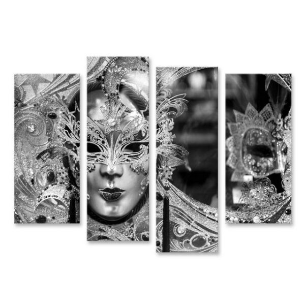 islandburner Leinwandbild Bild auf Leinwand Schwarz Weiß Bild Der Traditionelle Karneval Maske I