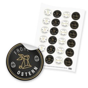 itenga Aufkleber itenga 24x Sticker Frohe Ostern Mix Geometrie weiß schwarz gold (Motiv