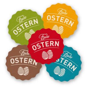 itenga Aufkleber itenga Sticker 10 x Frohe Ostern gemischt gelb blau grün braun rot