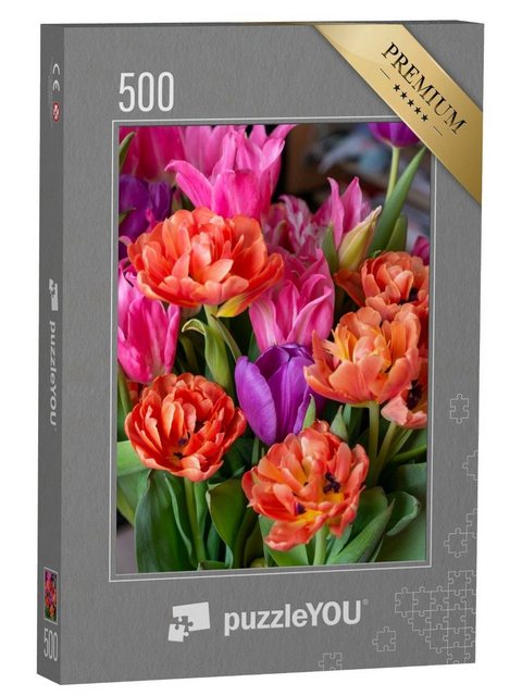 puzzleYOU Puzzle Bunter Blumenstrauß aus Tulpen an Ostern, 500 Puzzleteile, puzzleYOU-Kollektionen Blumen