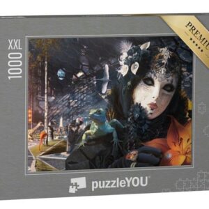 puzzleYOU Puzzle Digitale Kunst: Mondbasis Karneval, 1000 Puzzleteile, puzzleYOU-Kollektionen Illustrationen