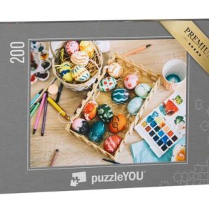 puzzleYOU Puzzle Frohe Ostern: Eier bemalen, Farben, Filzstifte, 200 Puzzleteile, puzzleYOU-Kollektionen Festtage