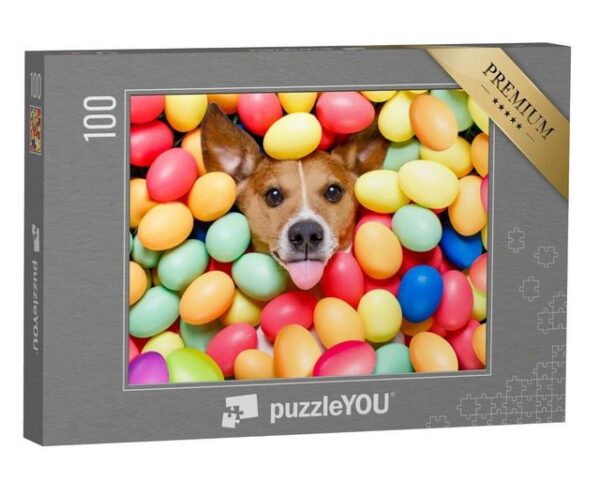 puzzleYOU Puzzle Frohe Ostern: Ein Hund in Ostereiern, 100 Puzzleteile, puzzleYOU-Kollektionen Festtage