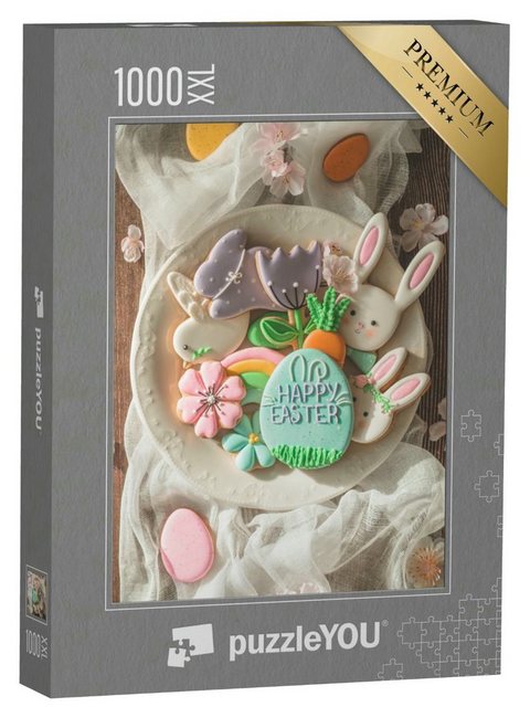 puzzleYOU Puzzle Frohe Ostern: Köstliche Osterkekse in einer Schale, 1000 Puzzleteile, puzzleYOU-Kollektionen Festtage