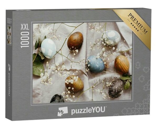 puzzleYOU Puzzle Frohe Ostern: Natürliche gefärbt bunte Ostereier, 1000 Puzzleteile, puzzleYOU-Kollektionen Festtage