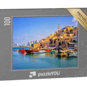 puzzleYOU Puzzle Hafen von Jaffa und Skyline von Tel Aviv, Israel, 100 Puzzleteile, puzzleYOU-Kollektionen Israel, Naher Osten