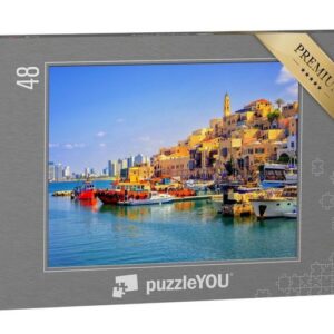 puzzleYOU Puzzle Hafen von Jaffa und Skyline von Tel Aviv, Israel, 48 Puzzleteile, puzzleYOU-Kollektionen Israel, Naher Osten