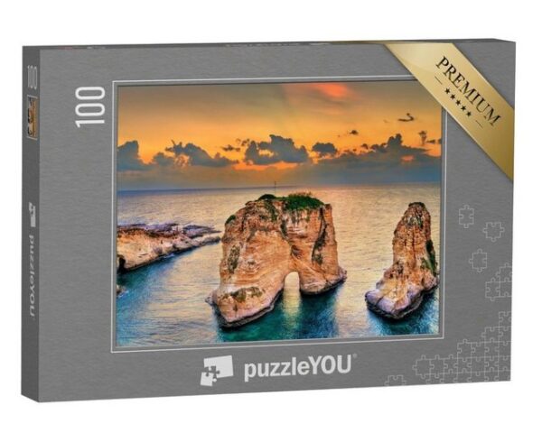 puzzleYOU Puzzle Raouche oder Pigeons Rocks, Beirut, Libanon, 100 Puzzleteile, puzzleYOU-Kollektionen Naher Osten