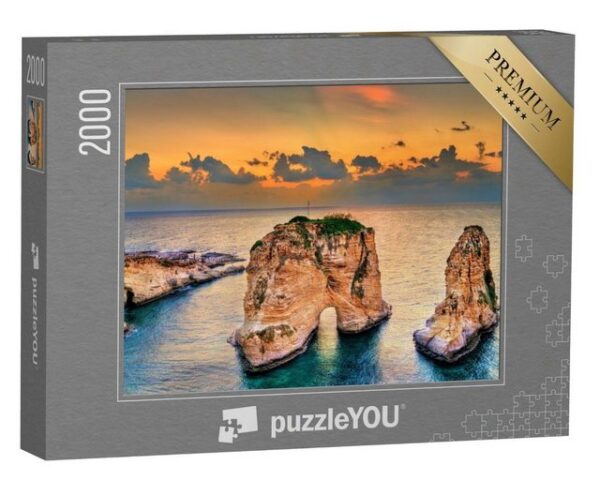 puzzleYOU Puzzle Raouche oder Pigeons Rocks, Beirut, Libanon, 2000 Puzzleteile, puzzleYOU-Kollektionen Naher Osten