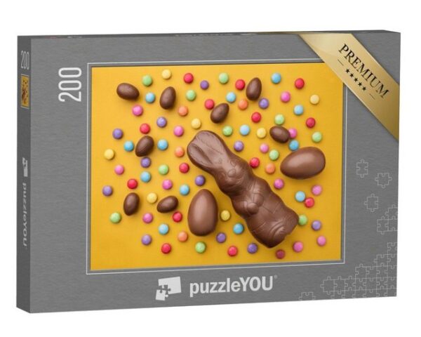 puzzleYOU Puzzle Schokoladenhasen, Eier und Süßigkeiten zu Ostern, 200 Puzzleteile, puzzleYOU-Kollektionen Festtage