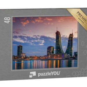 puzzleYOU Puzzle Skyline von Bahrain mit abendlichem Licht, 48 Puzzleteile, puzzleYOU-Kollektionen Naher Osten