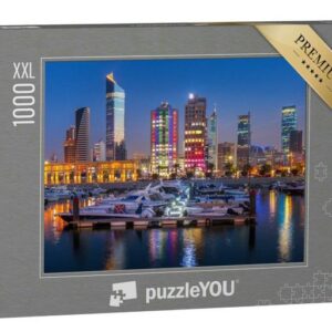 puzzleYOU Puzzle Skyline von Kuwait-Stadt am Abend, 1000 Puzzleteile, puzzleYOU-Kollektionen Naher Osten