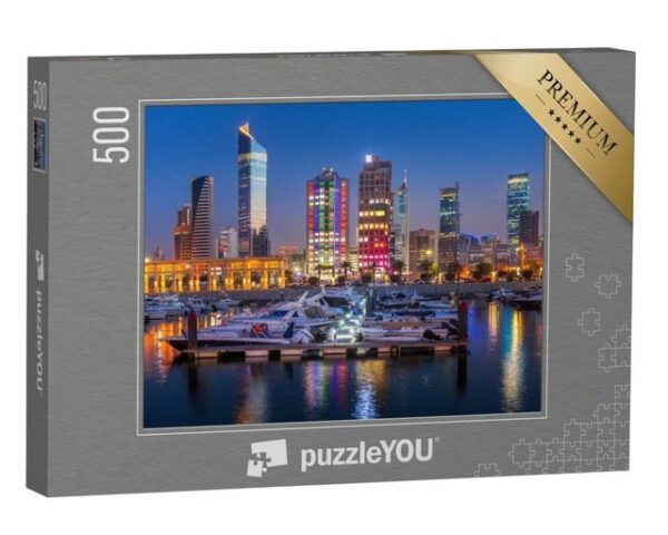 puzzleYOU Puzzle Skyline von Kuwait-Stadt am Abend, 500 Puzzleteile, puzzleYOU-Kollektionen Naher Osten