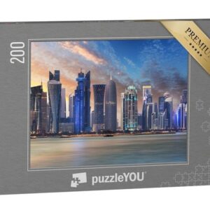 puzzleYOU Puzzle Skyline von West Bay mit Doha City Center, Katar, 200 Puzzleteile, puzzleYOU-Kollektionen Naher Osten