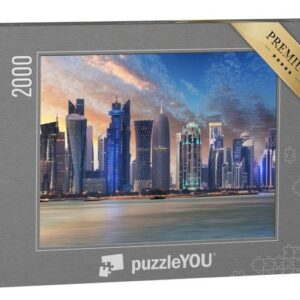puzzleYOU Puzzle Skyline von West Bay mit Doha City Center, Katar, 2000 Puzzleteile, puzzleYOU-Kollektionen Naher Osten