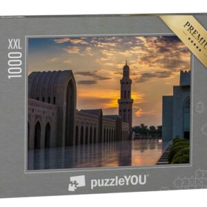 puzzleYOU Puzzle Sonnenuntergang über der Moschee in Miscat, Oman, 1000 Puzzleteile, puzzleYOU-Kollektionen Naher Osten