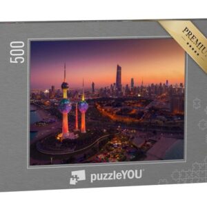 puzzleYOU Puzzle Wunderschöne Aufnahme des Staates Kuwait bei Nacht, 500 Puzzleteile, puzzleYOU-Kollektionen Naher Osten
