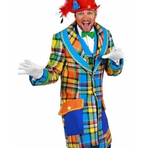 thetru Kostüm Knallbunt karierte Clownsjacke für Männer, Kunterbunt zu Karneval: Clownkostüm mit Karos