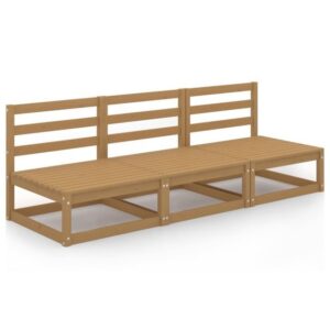 vidaXL Loungesofa Outdoor-Sofa 3-Sitzer Honigbraun Massivholz Kiefer, 1 Teile