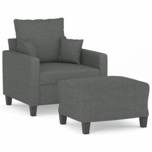 vidaXL Sofa Sessel mit Hocker Dunkelgrau 60 cm Stoff