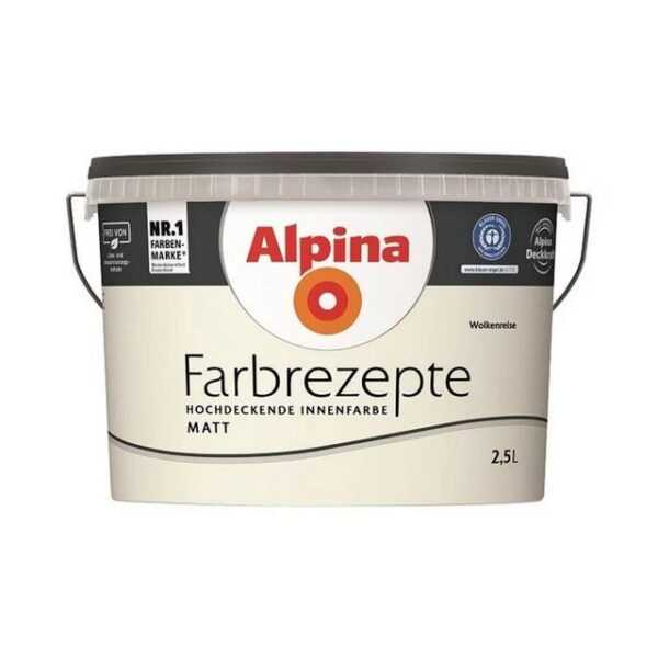 Alpina Wand- und Deckenfarbe Farbrezepte 2,5 L. Wolkenreise - Sanftes Weiß