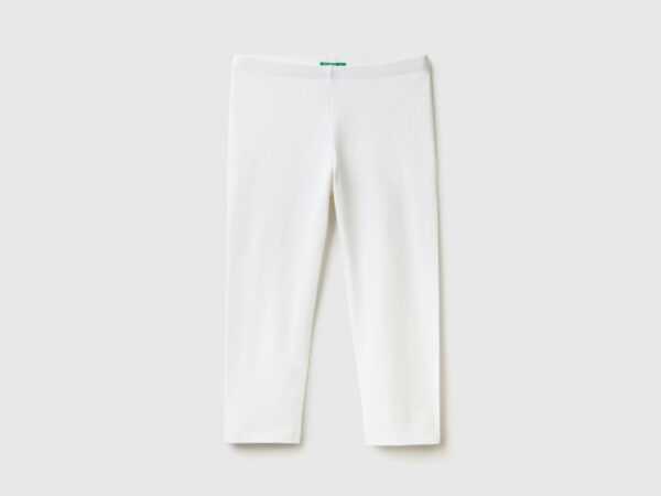 Benetton, 3/4-leggings Aus Elastischer Baumwolle, größe 3XL, Weiss, female