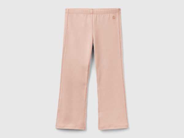 Benetton, Ausgestellte Leggings In Stretchiger Baumwolle, größe 116, Pink, female