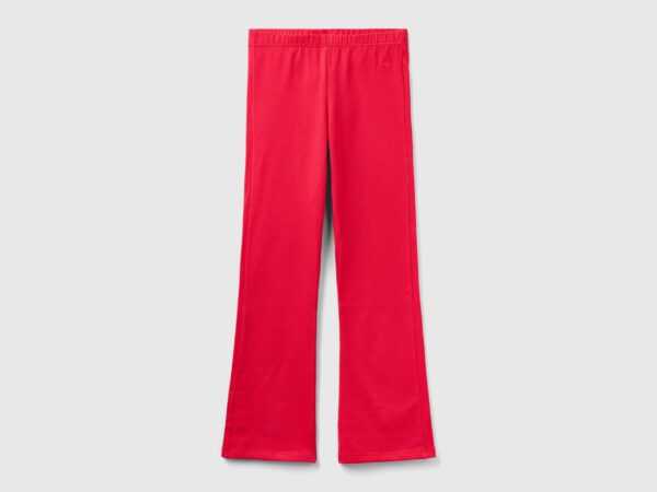 Benetton, Ausgestellte Leggings In Stretchiger Baumwolle, größe 2XL, Fuchsia, female