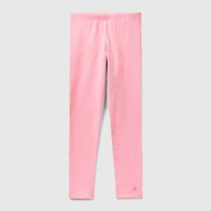 Benetton, Leggings Aus Stretchiger Baumwolle Mit Logo, größe 2XL, Pink, female