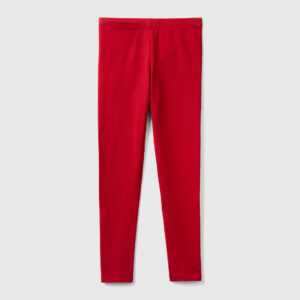 Benetton, Leggings Aus Stretchiger Baumwolle Mit Logo, größe 3XL, Rot, female