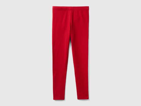 Benetton, Leggings Aus Stretchiger Baumwolle Mit Logo, größe 3XL, Rot, female