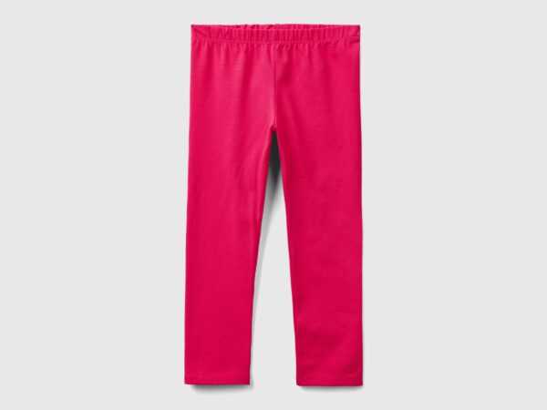 Benetton, Leggings Aus Stretchiger Baumwolle, größe 90, Fuchsia, female