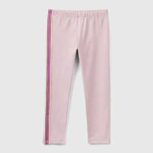 Benetton, Leggings Mit Gestreiftem Band, größe 98, Pink, female