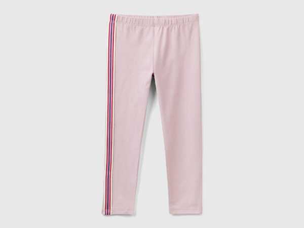 Benetton, Leggings Mit Gestreiftem Band, größe 98, Pink, female