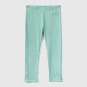 Benetton, Warme Regular-fit-leggings Im Rippenmuster, größe 110, Türkisblau, female