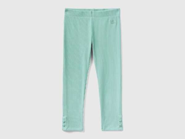 Benetton, Warme Regular-fit-leggings Im Rippenmuster, größe 110, Türkisblau, female