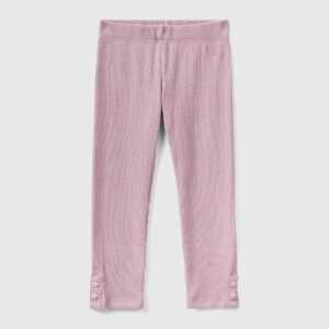 Benetton, Warme Regular-fit-leggings Im Rippenmuster, größe 82, Pink, female