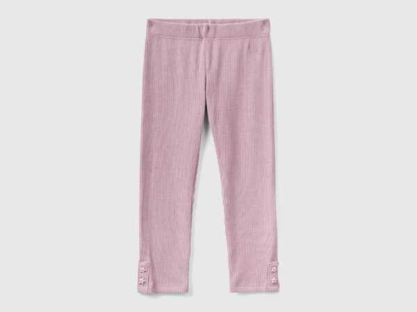 Benetton, Warme Regular-fit-leggings Im Rippenmuster, größe 82, Pink, female