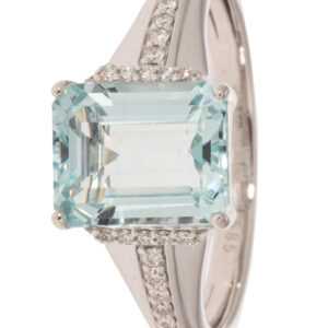 CM Edelsteinzauber Cocktail-Ring,Aquamarin,LG Diamanten, Weißgold 585 18 Weißgold 585