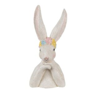 Caldine Dekofigur Figur Kaninchen 46 cm Weiß Polyresin Ostern Frühling Frühjahr (1 St)